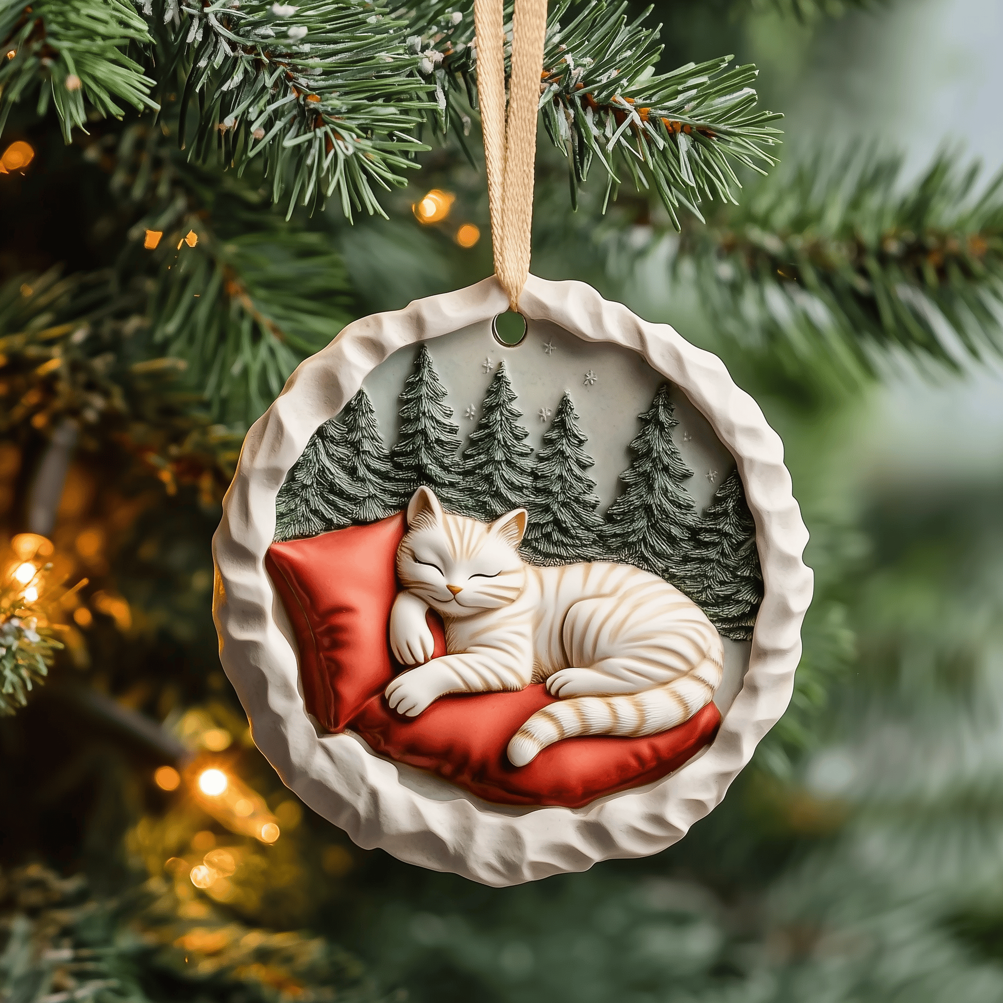 Sleeping Cat Mica Ornament Feel the Love with Personalized Holiday Ornaments