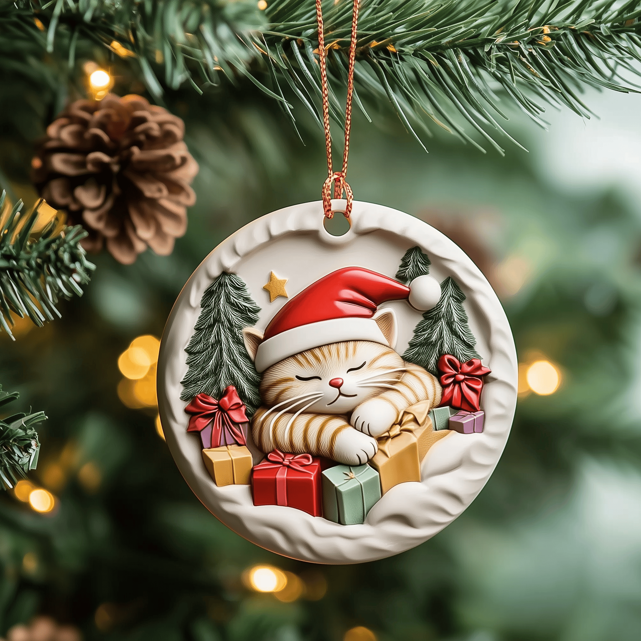 Sleeping Cat Mica Ornament Turn Your Memories into Keepsakes with Our Ornaments