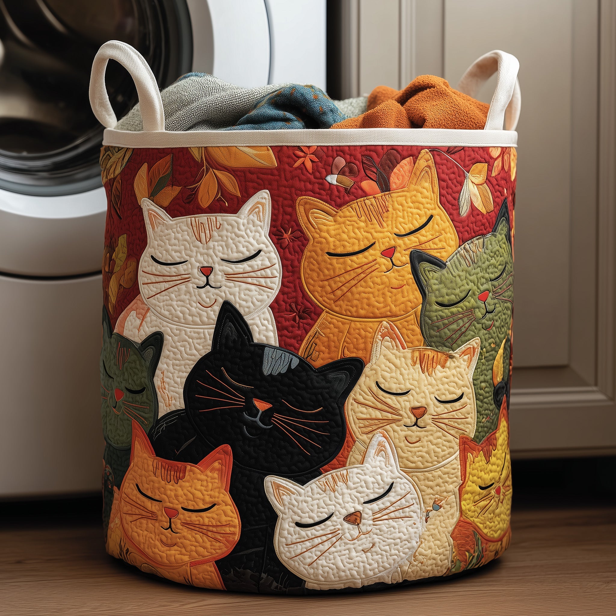 Sleeping Cat Quilted Laundry Basket Great Idea For New Home