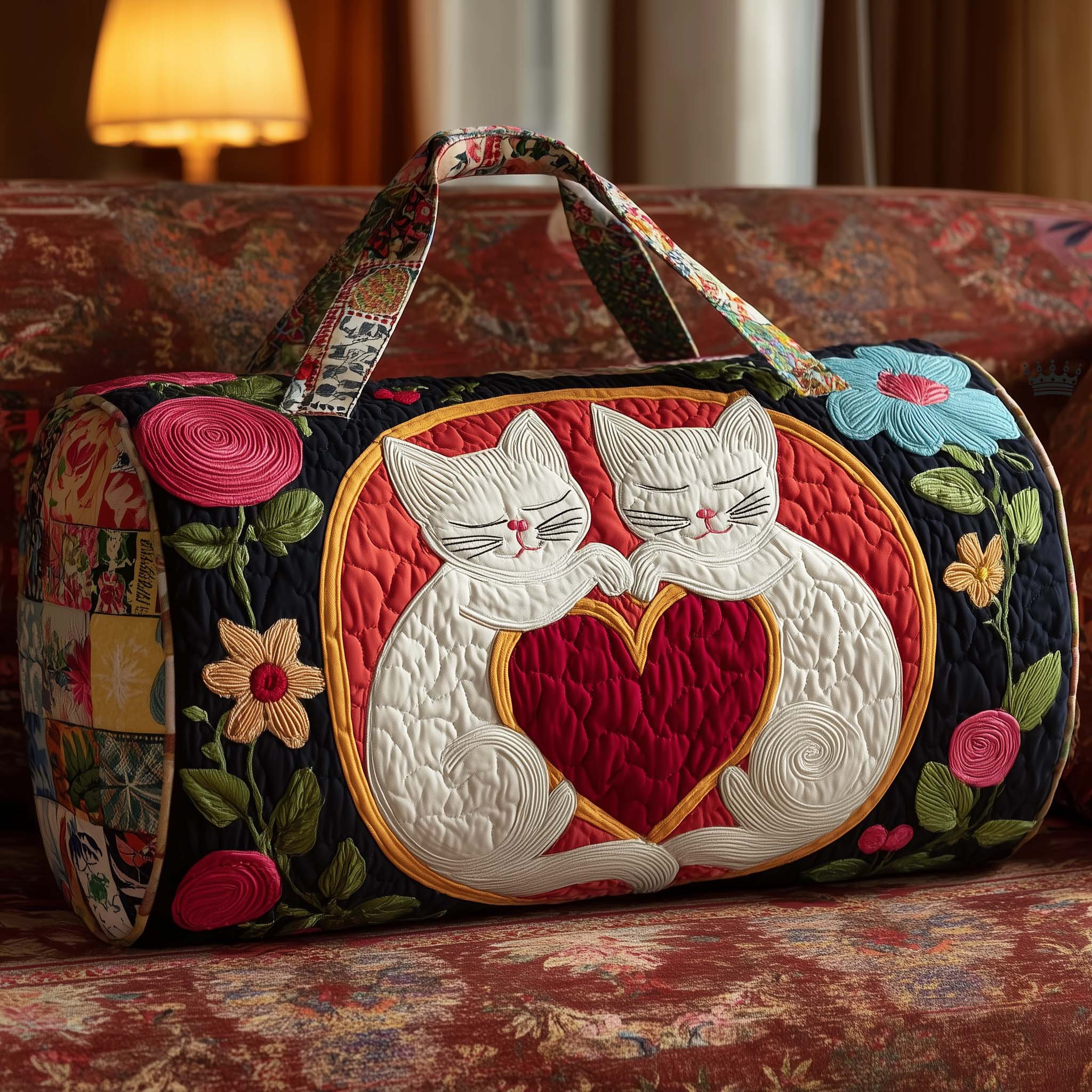 Sleeping Cats Patchwork Quilted Duffle Bag Cute Travel Bags For Women Best Cat Mom Gift Mom