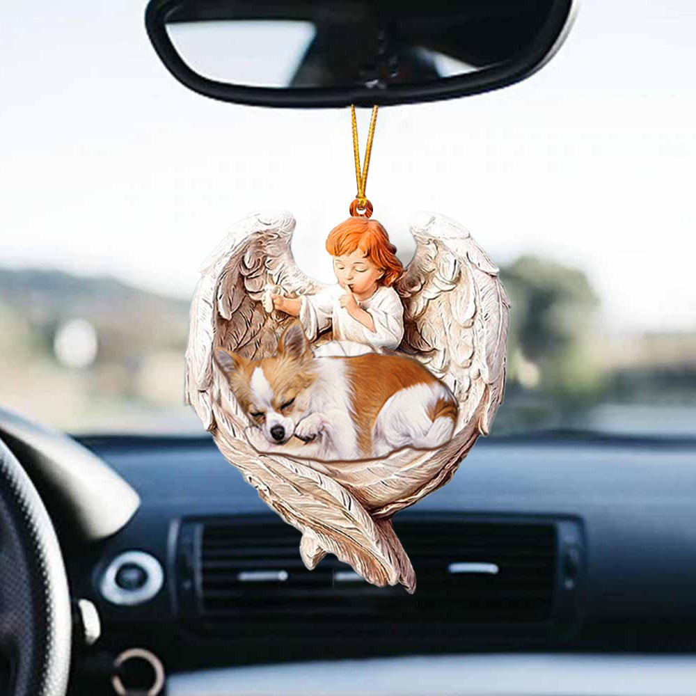 Sleeping Chihuahua Protected By Angel Car Hanging Ornament Love Dog Ornaments