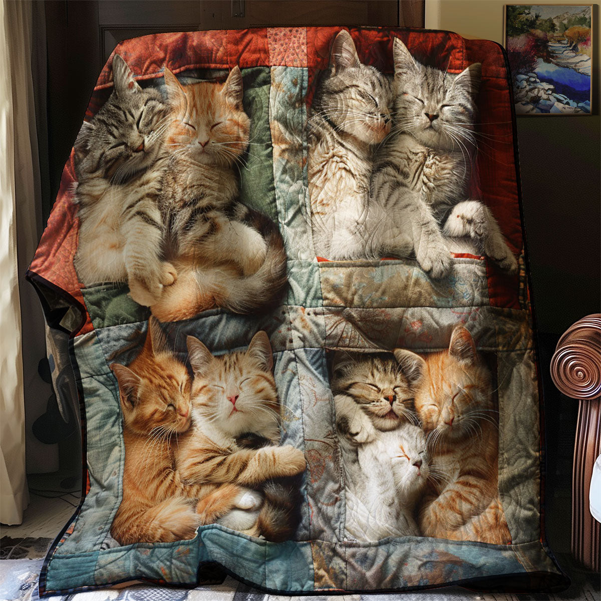 Sleeping Cuddle Cat Quilt Blanket Throw Blankets For Couch Gifts For Mom From Daughter