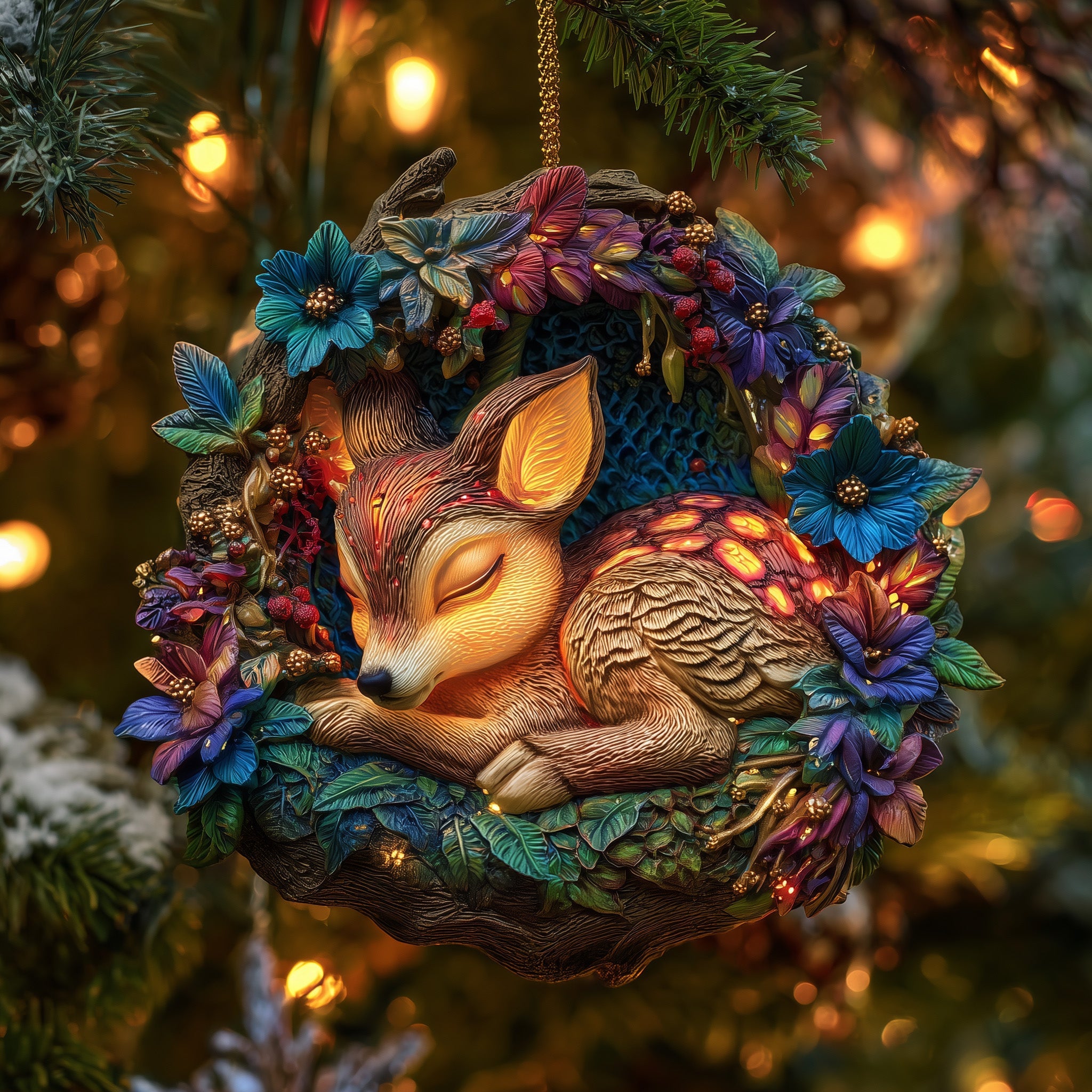 Sleeping Deer Acrylic Ornament Holiday Ornament Keepsake