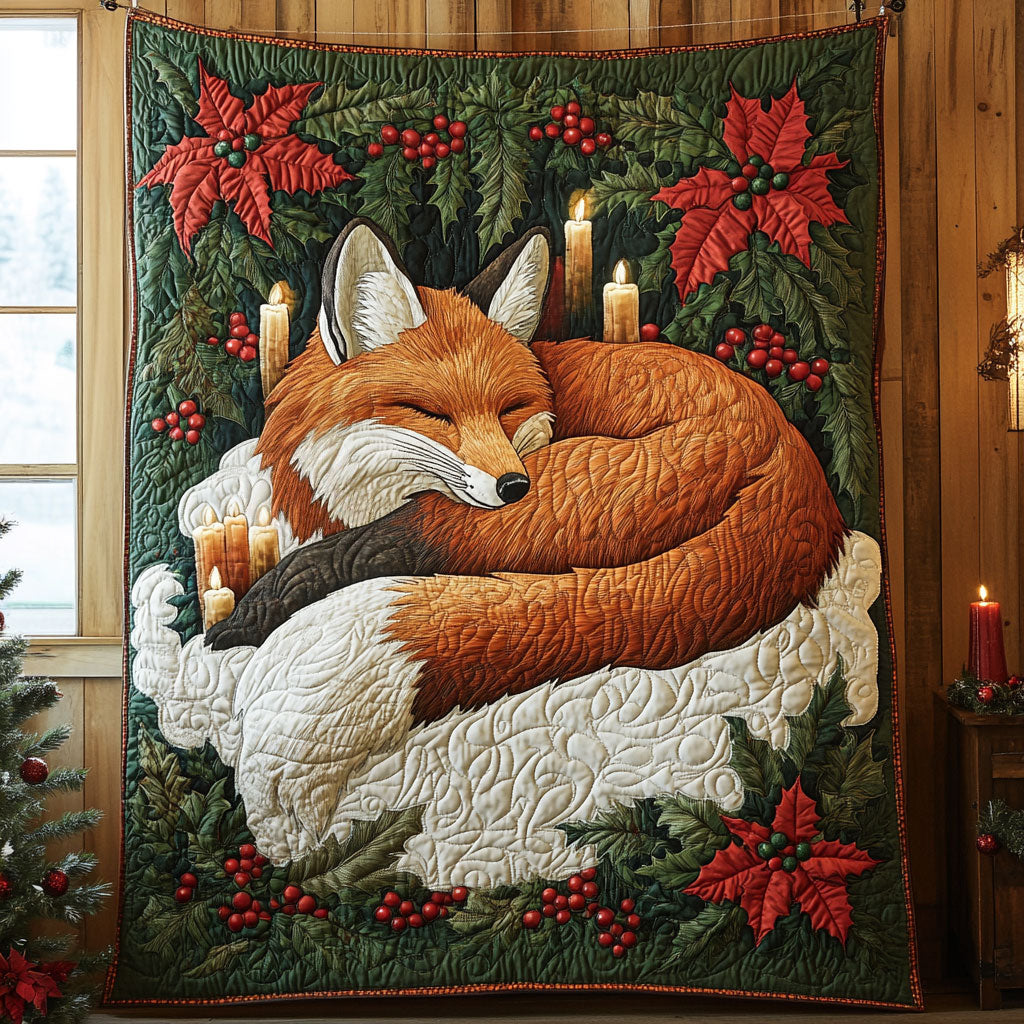 Sleeping Fox Quilt Charming Quilt Blanket Gift for Festive Spirit