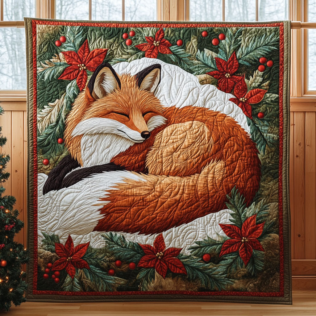 Sleeping Fox Quilt Trendy Quilt Blanket for Modern Home Interiors