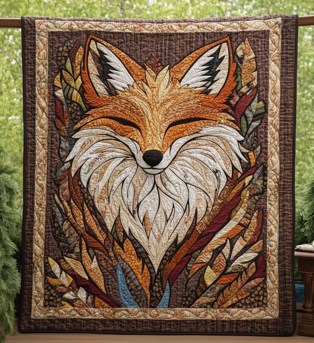 Sleeping Fox Quilted Blanket Autumn Gift Ideas