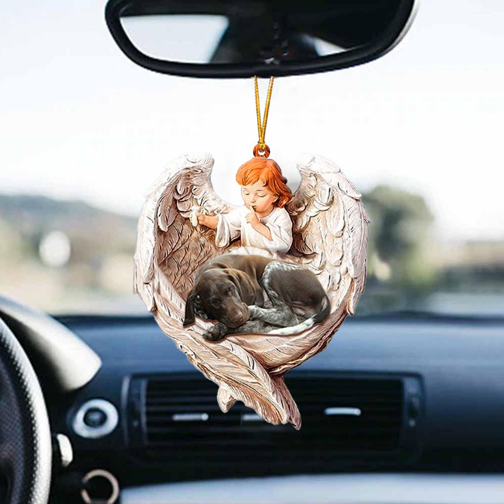 Sleeping German Shorthaired Pointer Protected By Angel Car Hanging Ornament Lasfour