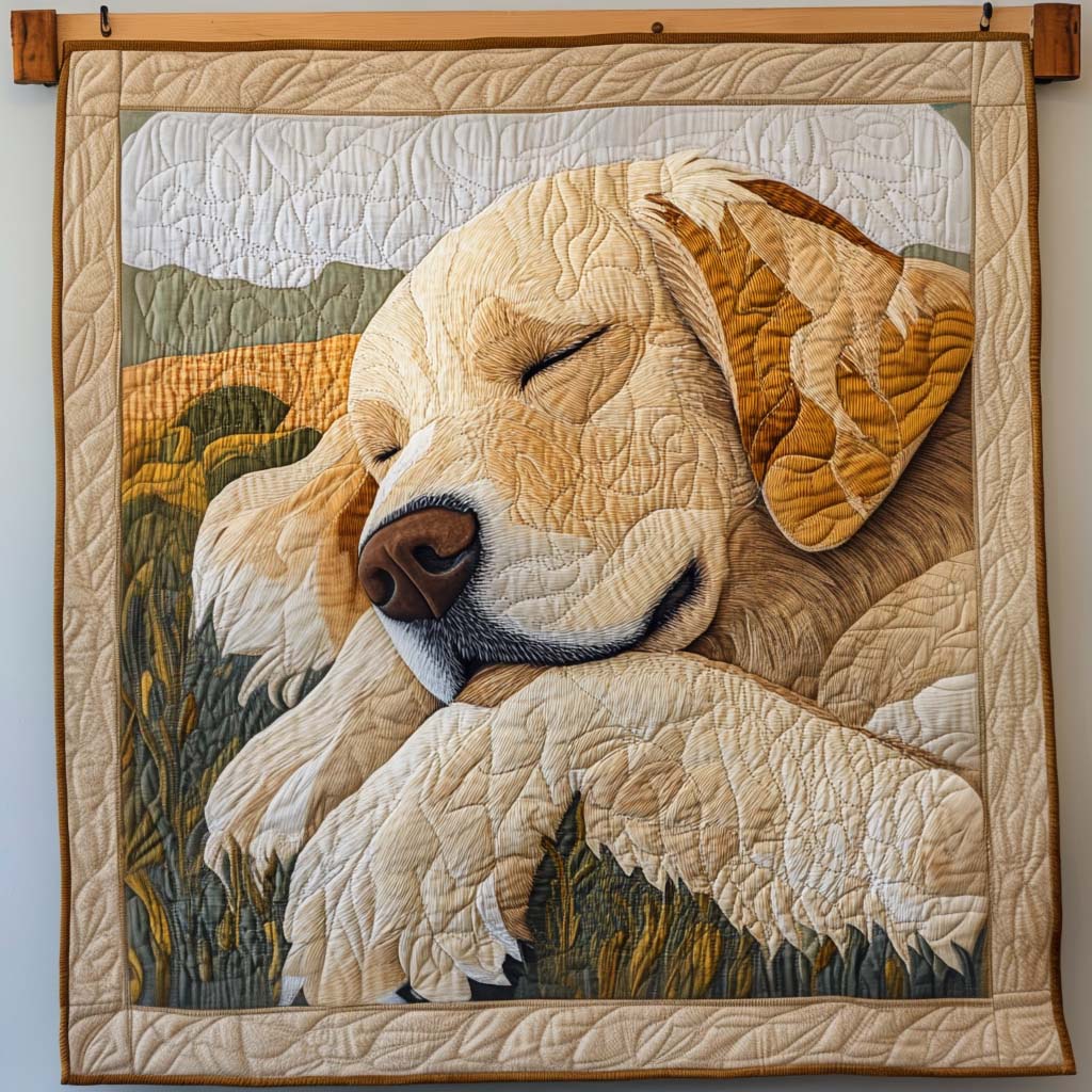 Sleeping Golden Quilted Blanket Best Gifts For New Dog Owners