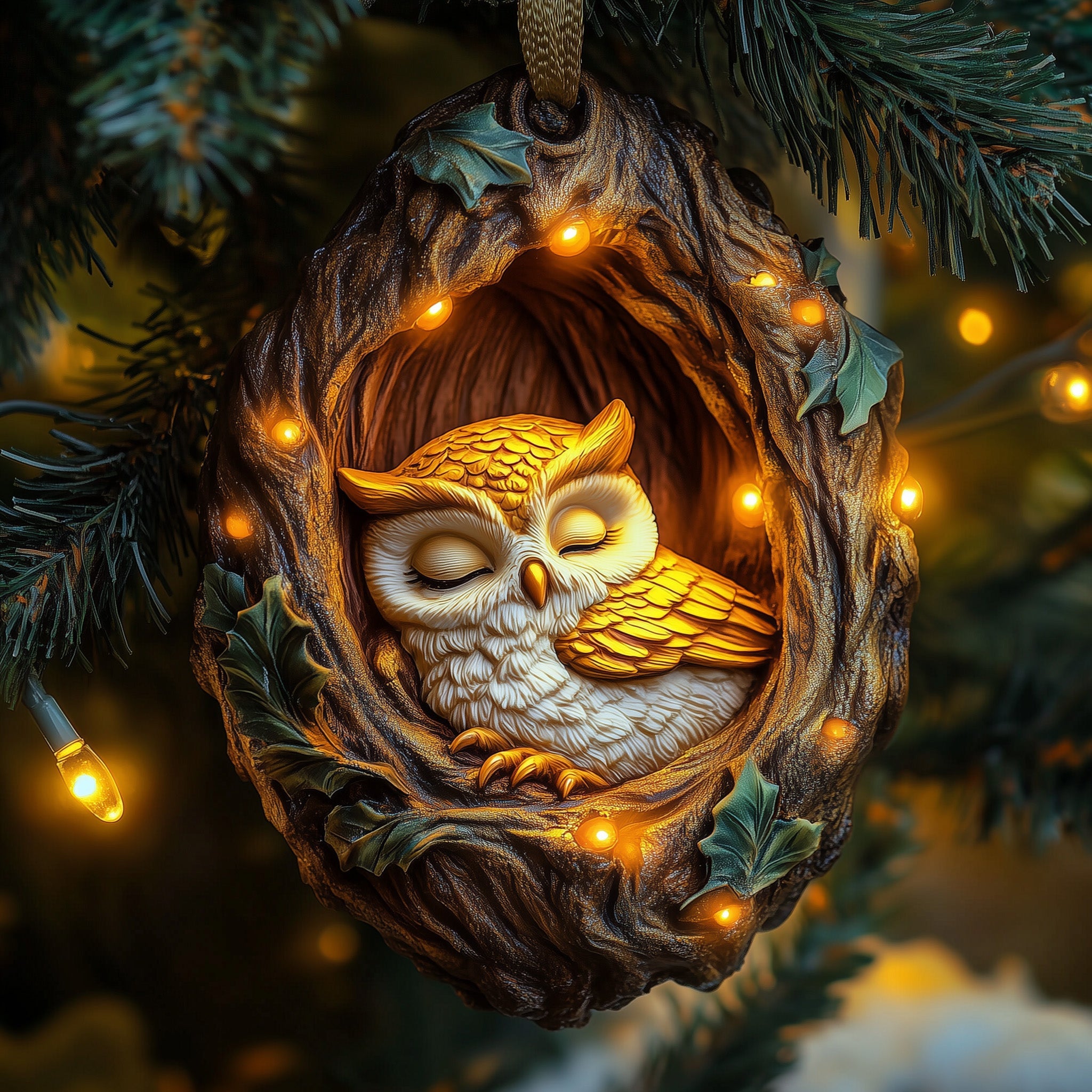 Sleeping Owl Acrylic Ornament Christmas Ornament for Dad