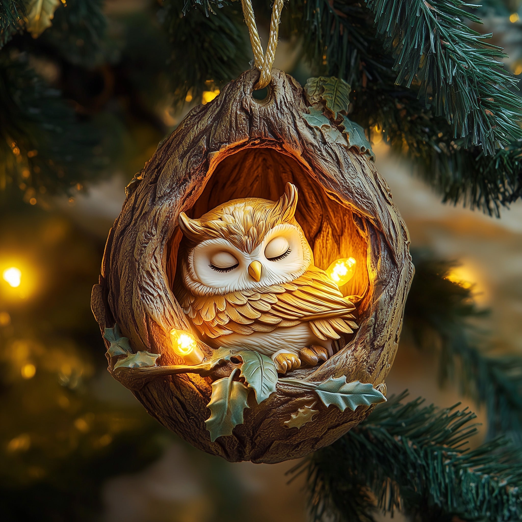 Sleeping Owl Acrylic Ornament Christmas Ornament for Mom