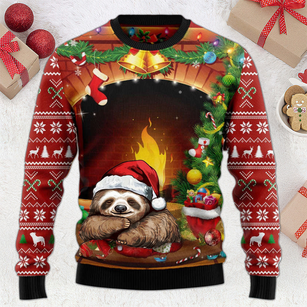 Sleeping Sloth Ugly Christmas Sweater Cute Xmas Clothing Gifts For Sloth Lovers