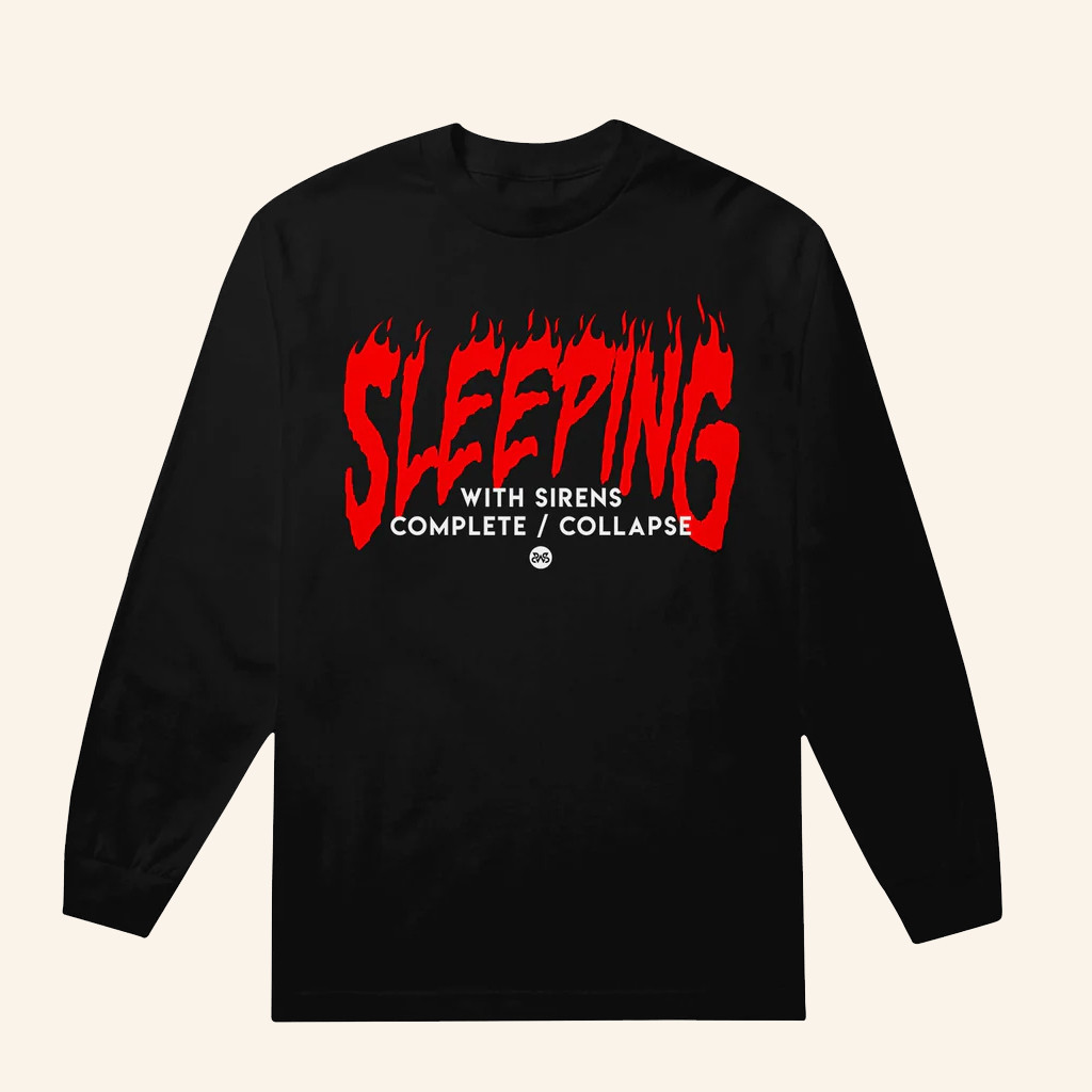 Sleeping With Sirens Merch Flames Black Long Sleeve T-Shirt Gifts For Rock Fans