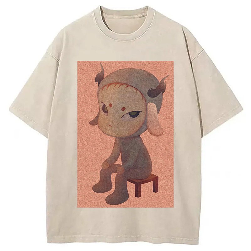 Sleepless Night Sitting Washed T-Shirt Trendy Aesthetic Graphic Apparel Gifts For Brother