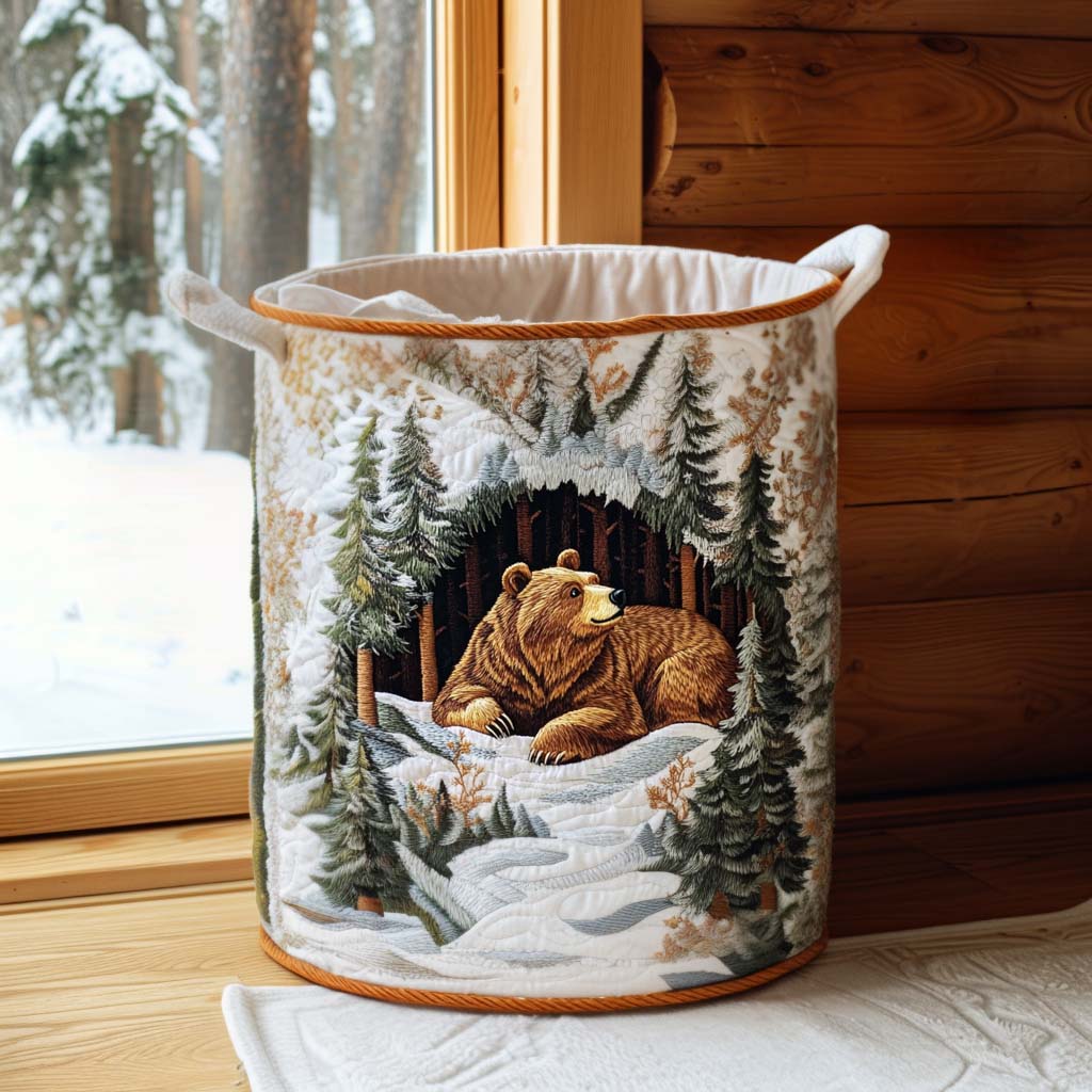 Sleepy Bear Den Quilted Laundry Basket Easter Merch Gift