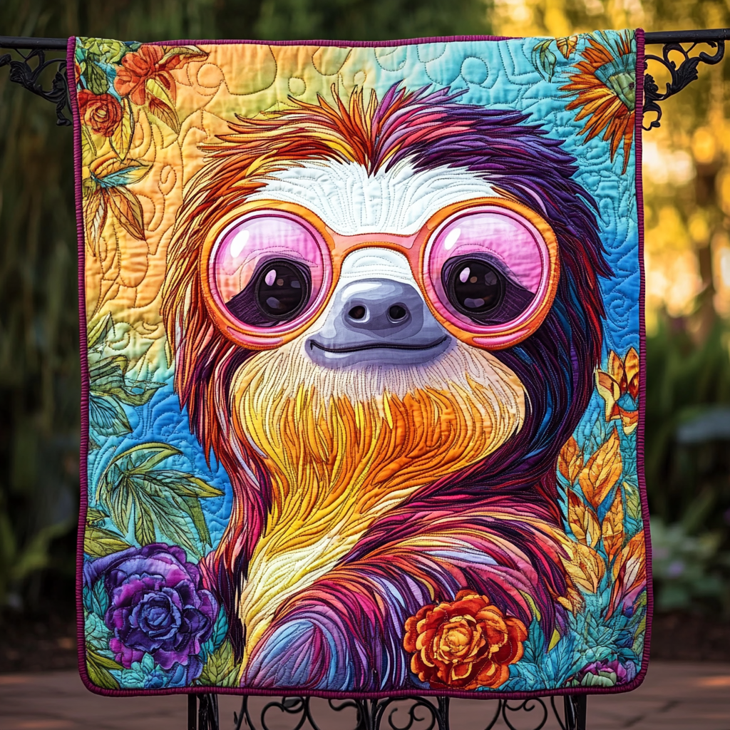 Sleepy Blooms Quilted Blanket Sloth Present Ideas