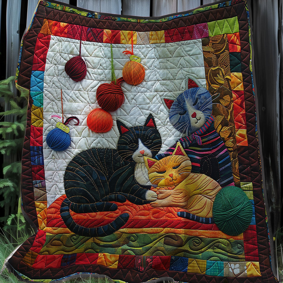 Sleepy Cats And Yarns Quilt Blanket Queen Size Blanket Gifts For Mum Christmas