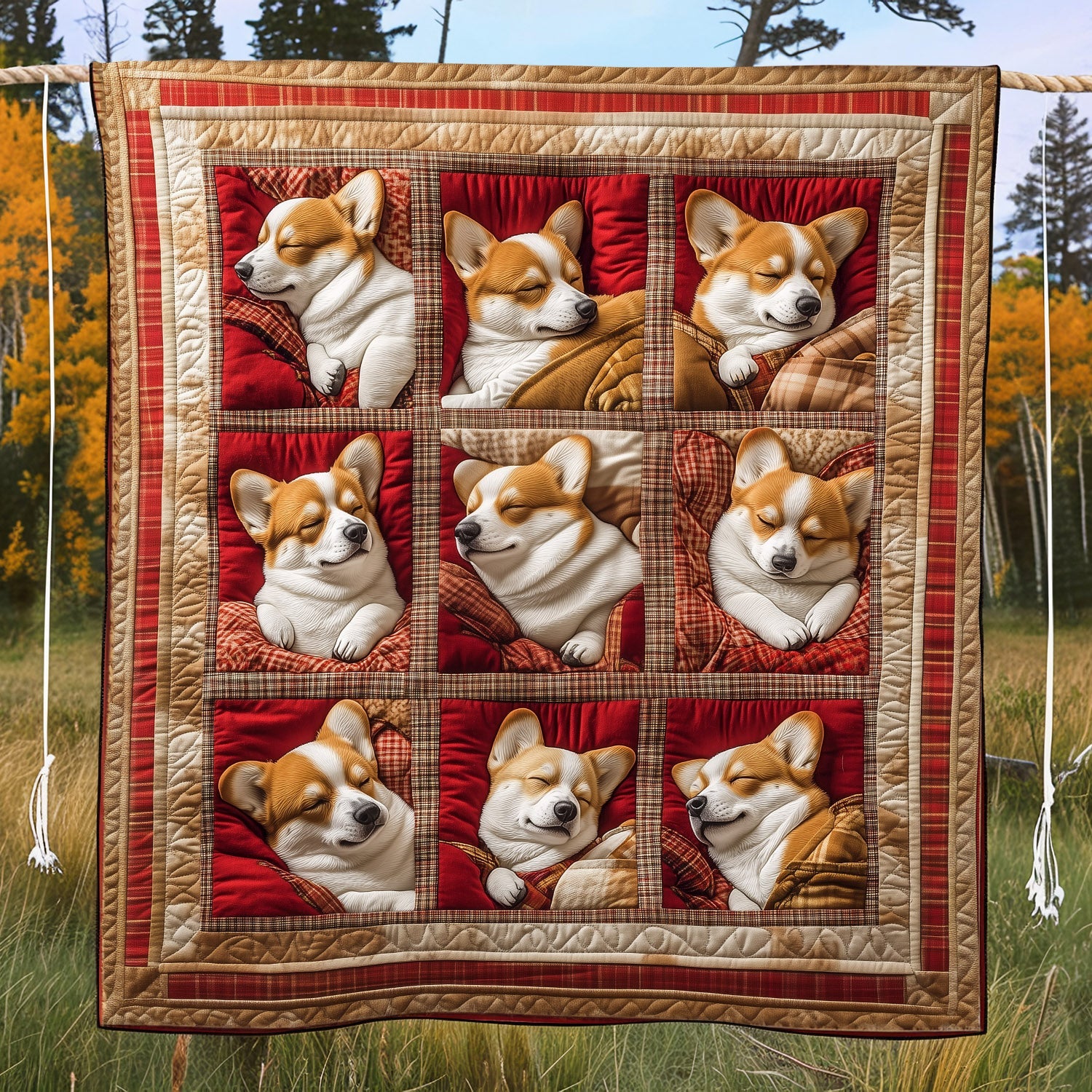 Sleepy Corgis Quilted Blanket Dog And Owner Gift Ideas