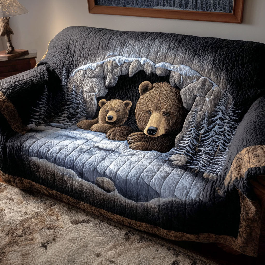 Sleepy Forest Bear Quilted Sofa Cover Couch Slipcovers Native American Gifts For Her