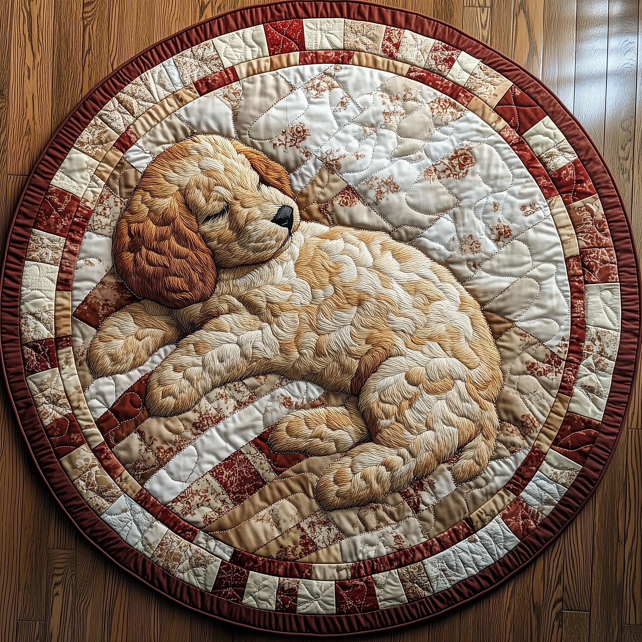 Sleepy Goldendoodle Quilted Round Mat Gftoab3632 Gift For Boyfriend
