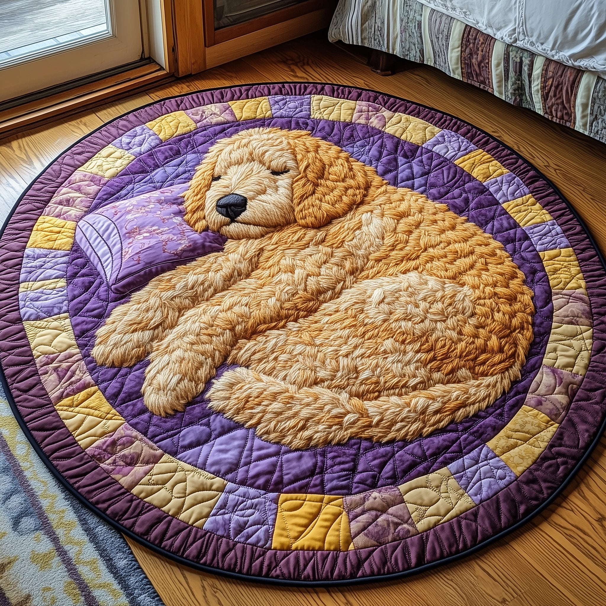 Sleepy Goldendoodle Quilted Round Mat Gftoab3634 Gift For Dad