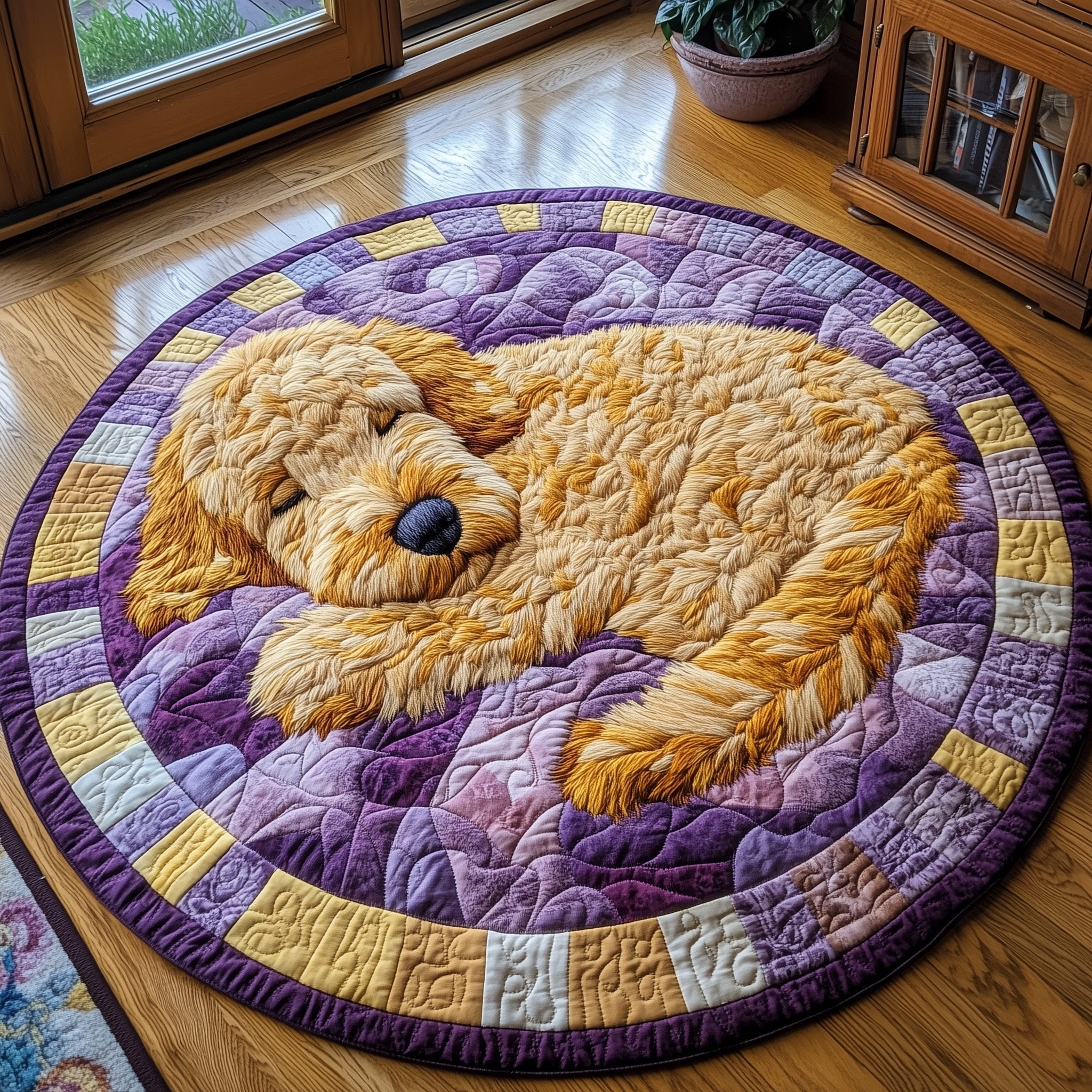 Sleepy Goldendoodle Quilted Round Mat Gftoab3635 Christmas Gift