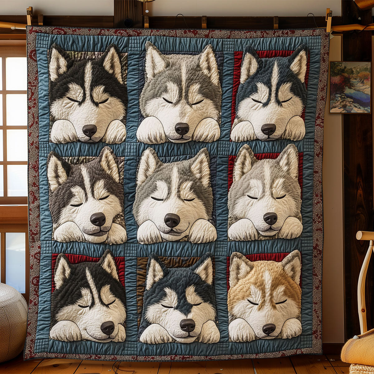 Sleepy Huskies Quilt Soft Quilt Blanket to Add Style and Warmth