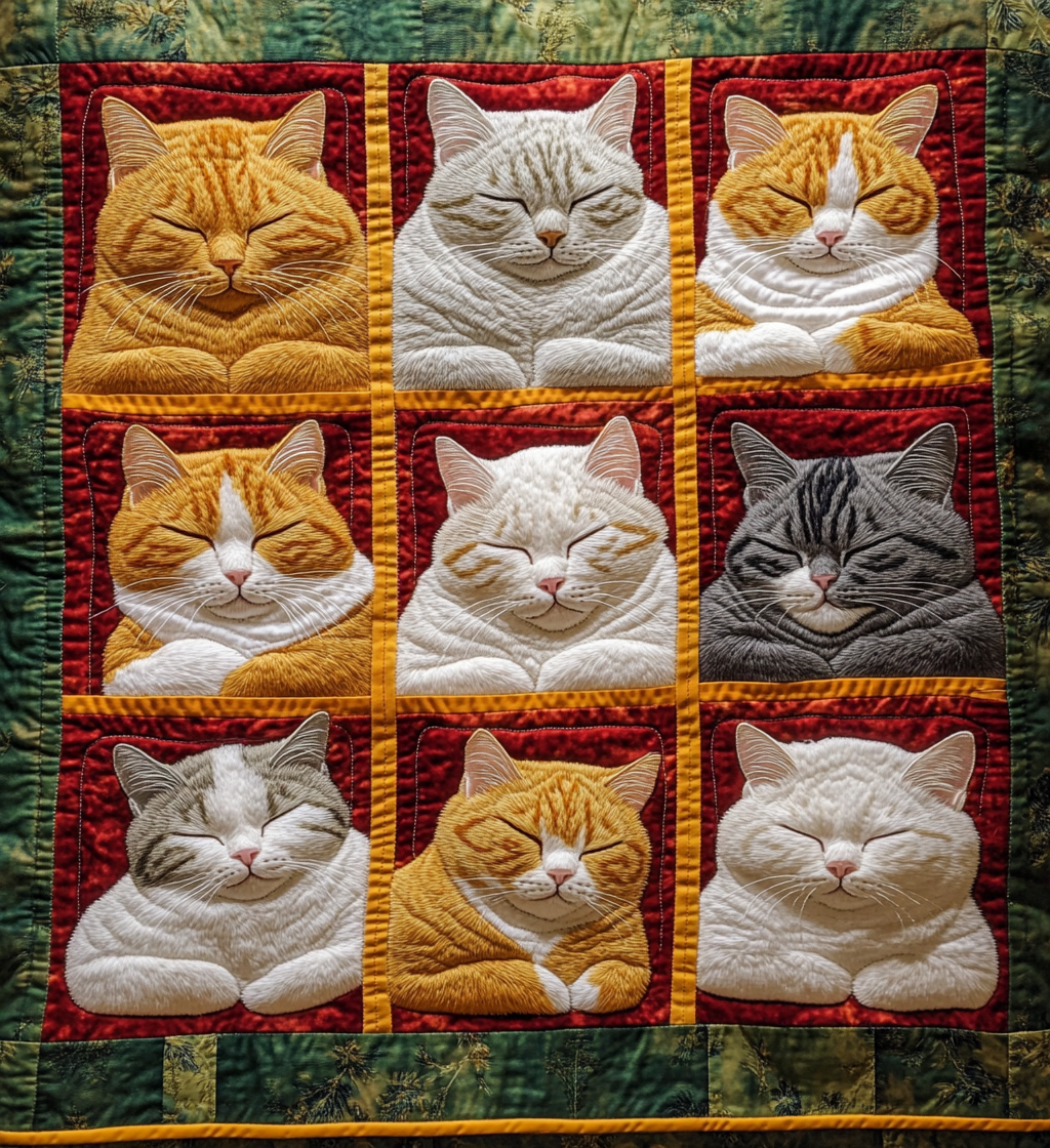Sleepy Kitten Quilted Blanket Novelty Gifts For Cat Lovers