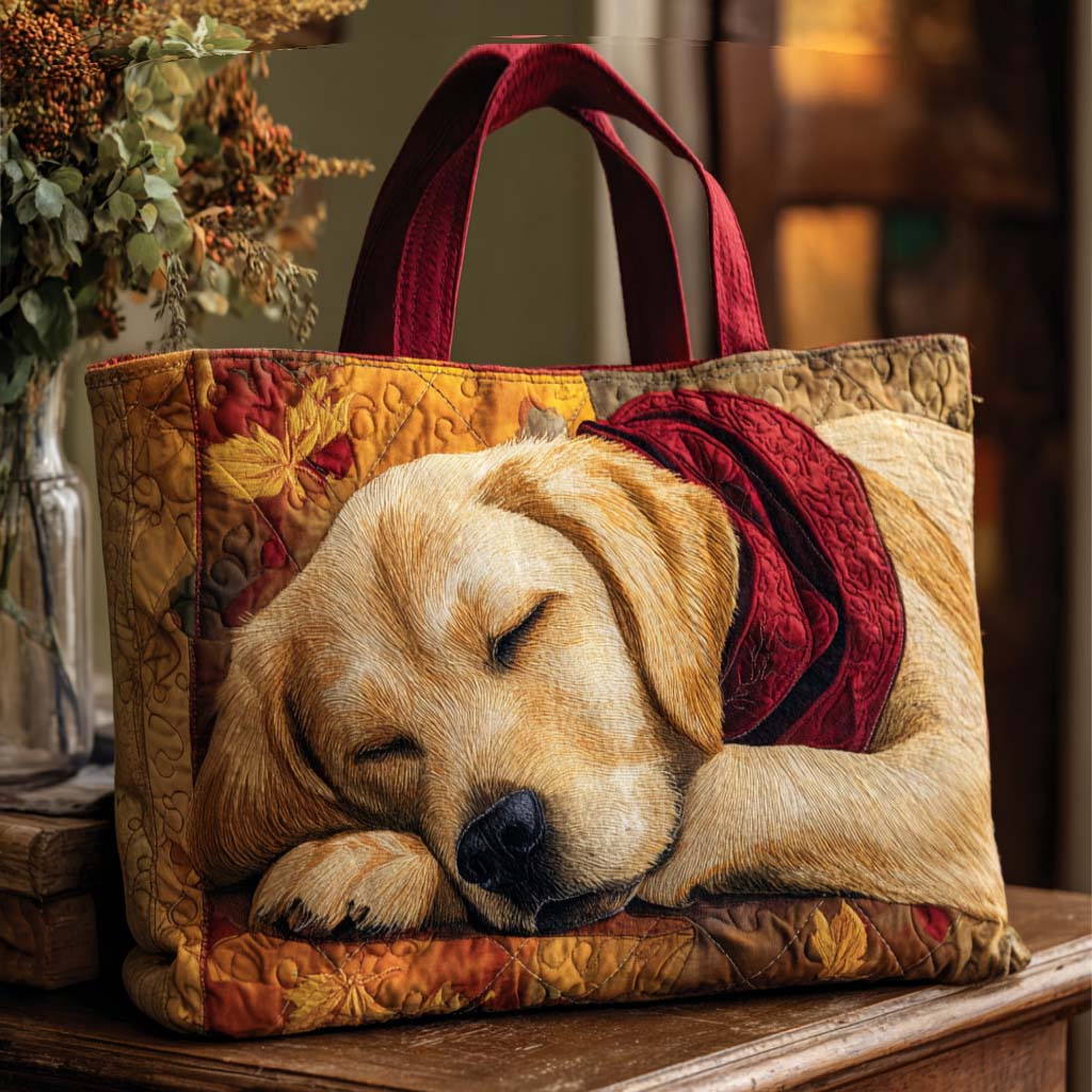 Sleepy Lab Charm Quilted Tote Bag Gift Idea For Dog Pet Lovers