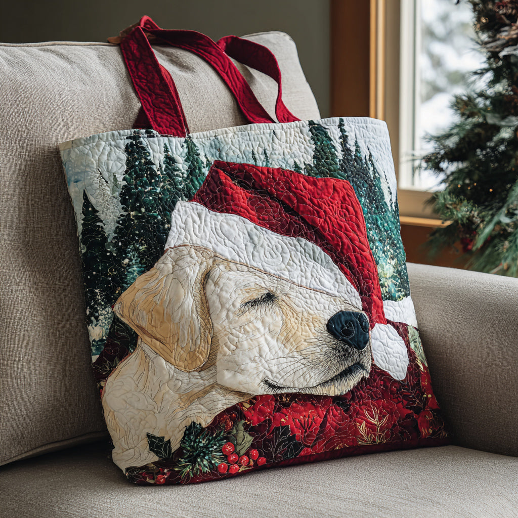 Sleepy Lab Claus Quilted Tote Bag Top Gifts For Dog Lovers