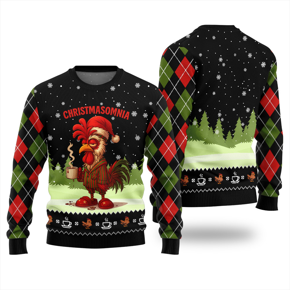 Sleepy Rooster Ugly Christmas Sweater Holiday Merch That Makes a Perfect Christmas Gift