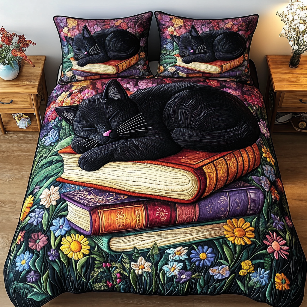Sleepy Tales Quilted Bedding Set Bed Decor Best Christmas Gifts For Cat Lovers