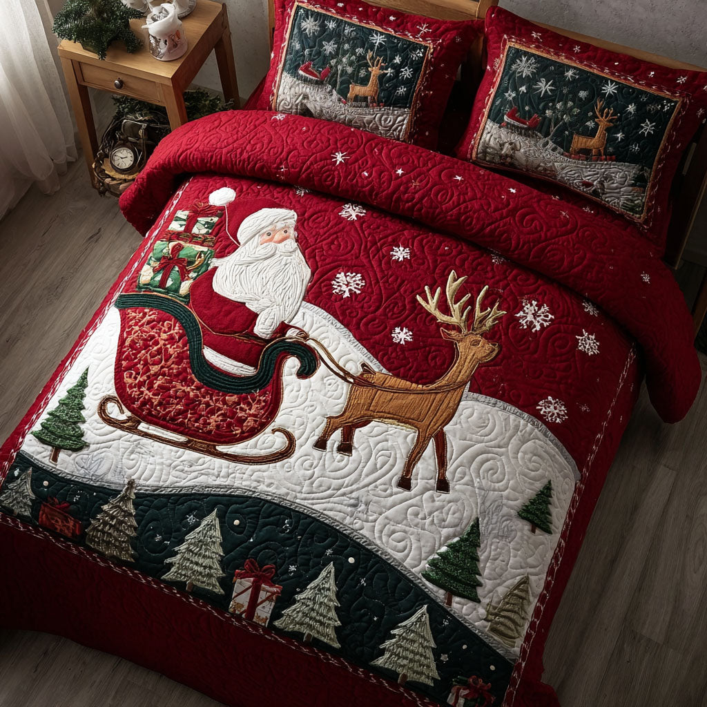 Sleigh Bells Journey Quilted Bedding Set Trendy Bedding Set for Bedroom Makeover