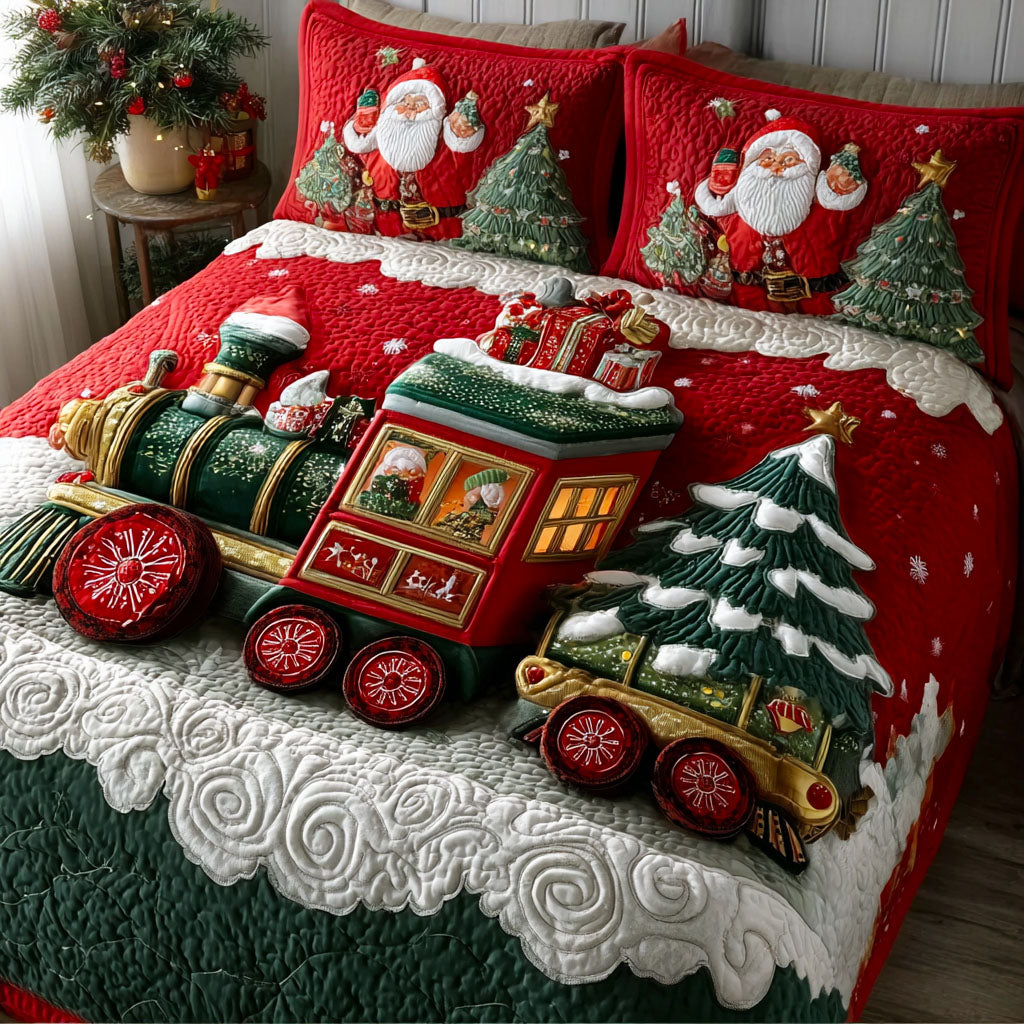 Sleigh-on-Rails Quilted Bedding Set Holiday Duvet Covers Last Minute Christmas Gifts
