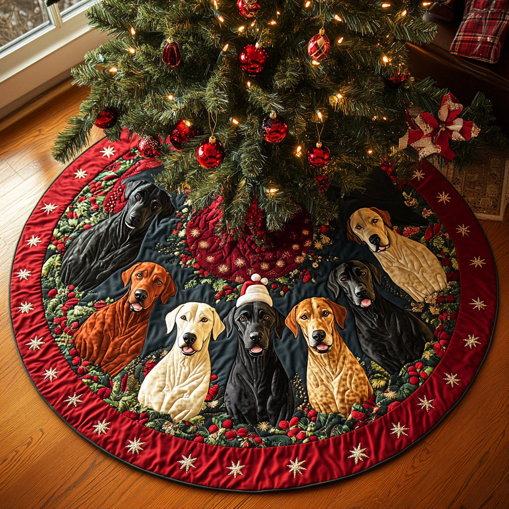 Sleigh Patrol Christmas Quilted Tree Skirt Xmas Tree Decor Xmas Presents For Dog Lovers