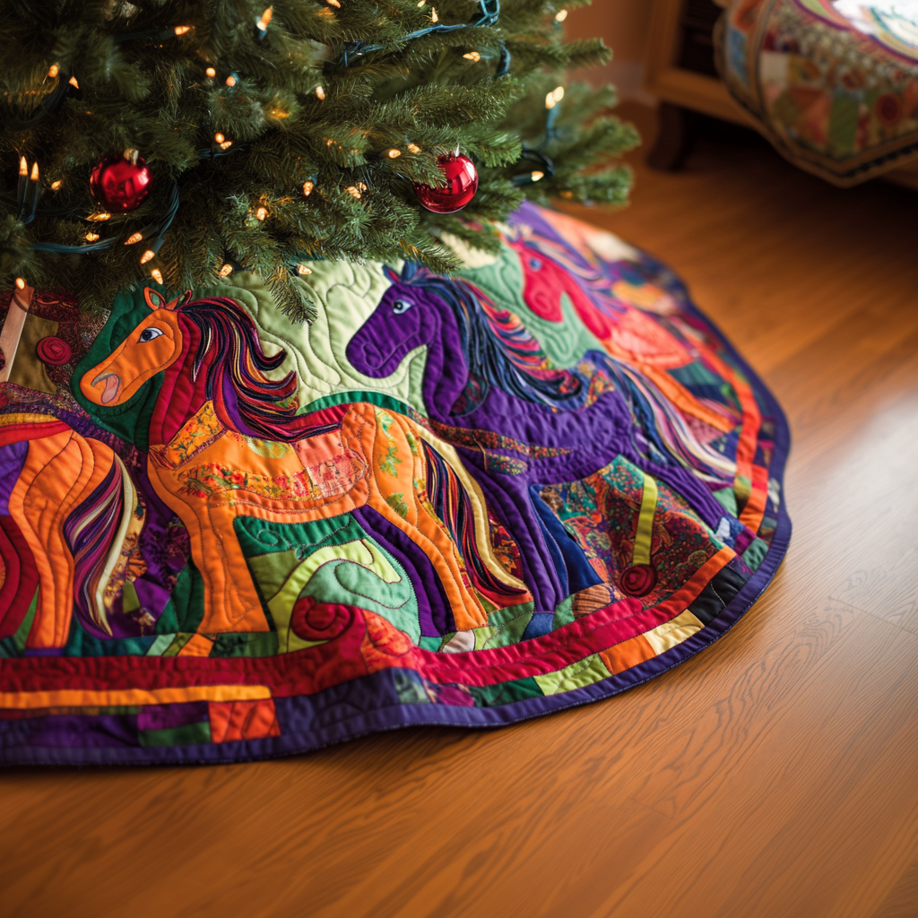 Sleigh Ride Quilted Tree Skirt Custom Christmas Tree Skirt Merch for Your Family
