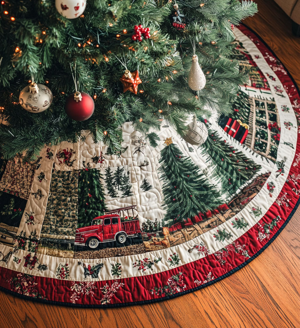 Sleigh Ride Snuggle Quilted Christmas Tree Skirt Beautiful Tree Skirt to Complete Your Christmas Look