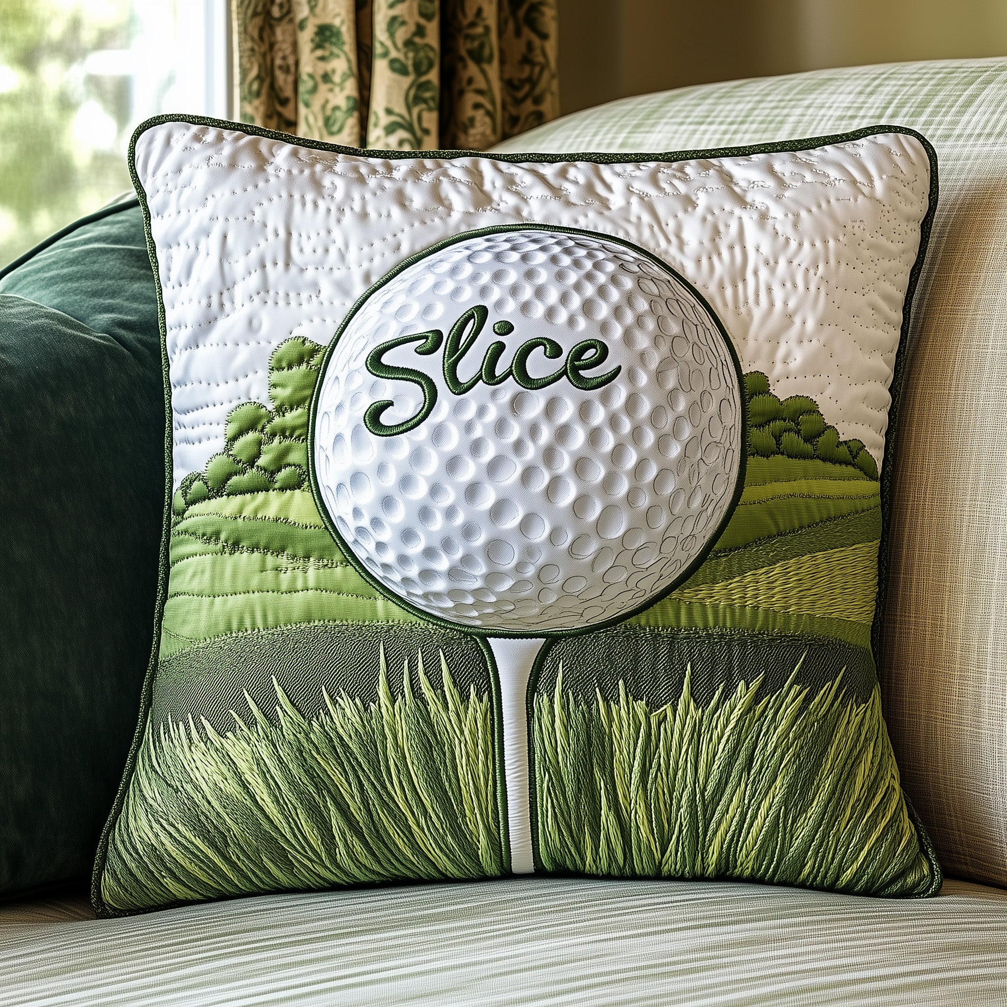 Slice of Fun Quilted Pillow Case Square Pillow Cushion CoverBest Golf Gifts Men