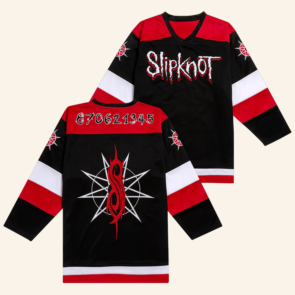 Slipknot Merch 9 Point Star Hockey Jersey Christmas Gifts For Him Slipknot Merch 9 Point Star Hockey Jersey Christmas Gifts For Him