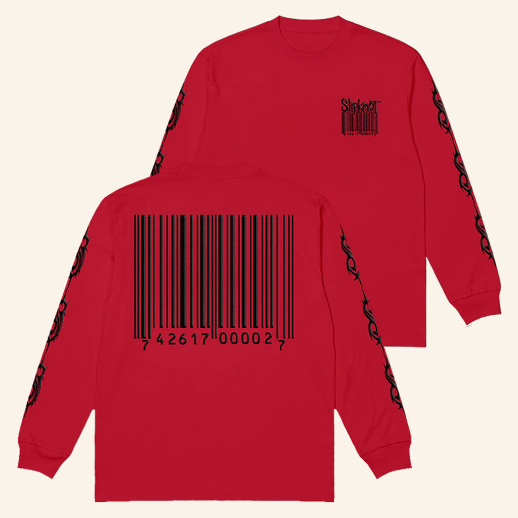 Slipknot Merch Barcode Puff Ink Long Sleeve T-Shirt Gift Ideas For Music Lovers