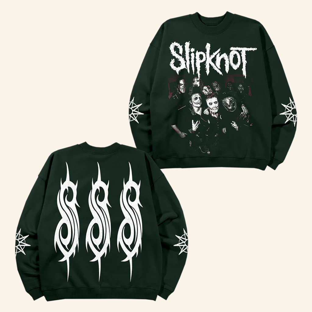 Slipknot Merch Forest Green Crewneck Slipknot Sweatshirt Music Lover Gifts For Him