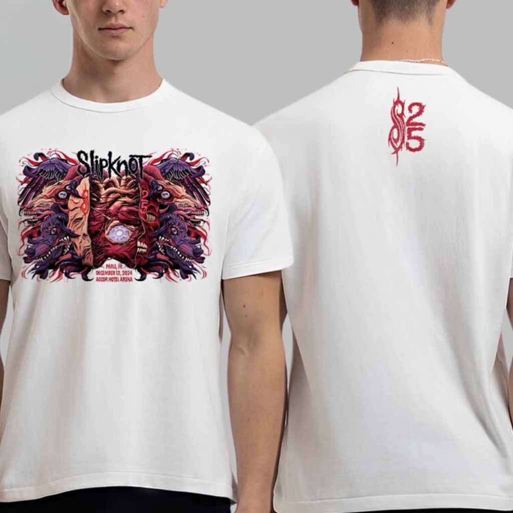 Slipknot Merch Tee For Paris France Tour 2024 At Accor Hotel Arena On December 12 2024 25th Anniversary Here Come The Pain T-Shirt Gifts For Fans Slipknot Merch Tee For Paris France Tour 2024 At Accor Hotel Arena On December 12 2024 25th Anniversary Here Come The Pain T-Shirt Gifts For Fans