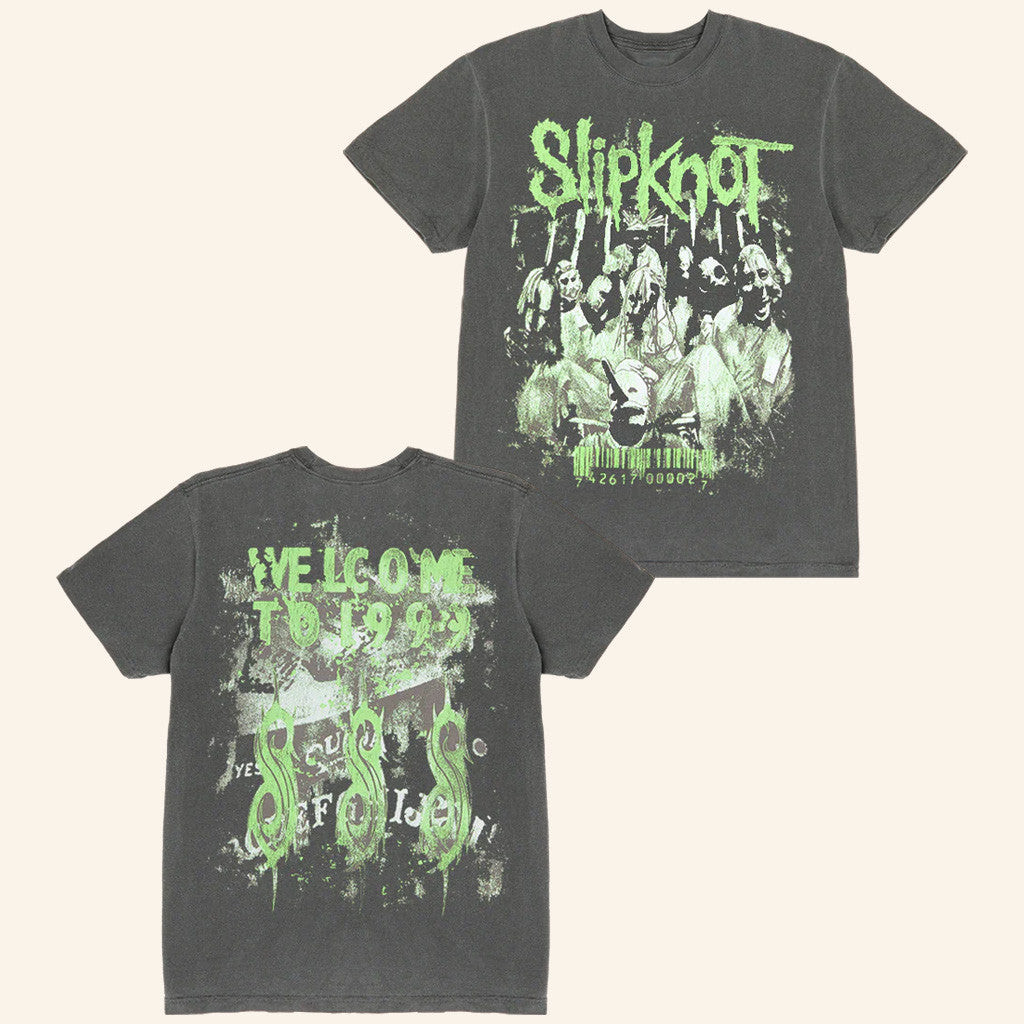 Slipknot Official Merch Welcome To 1999 Grey T-Shirt Present For Him Slipknot Official Merch Welcome To 1999 Grey T-Shirt Present For Him