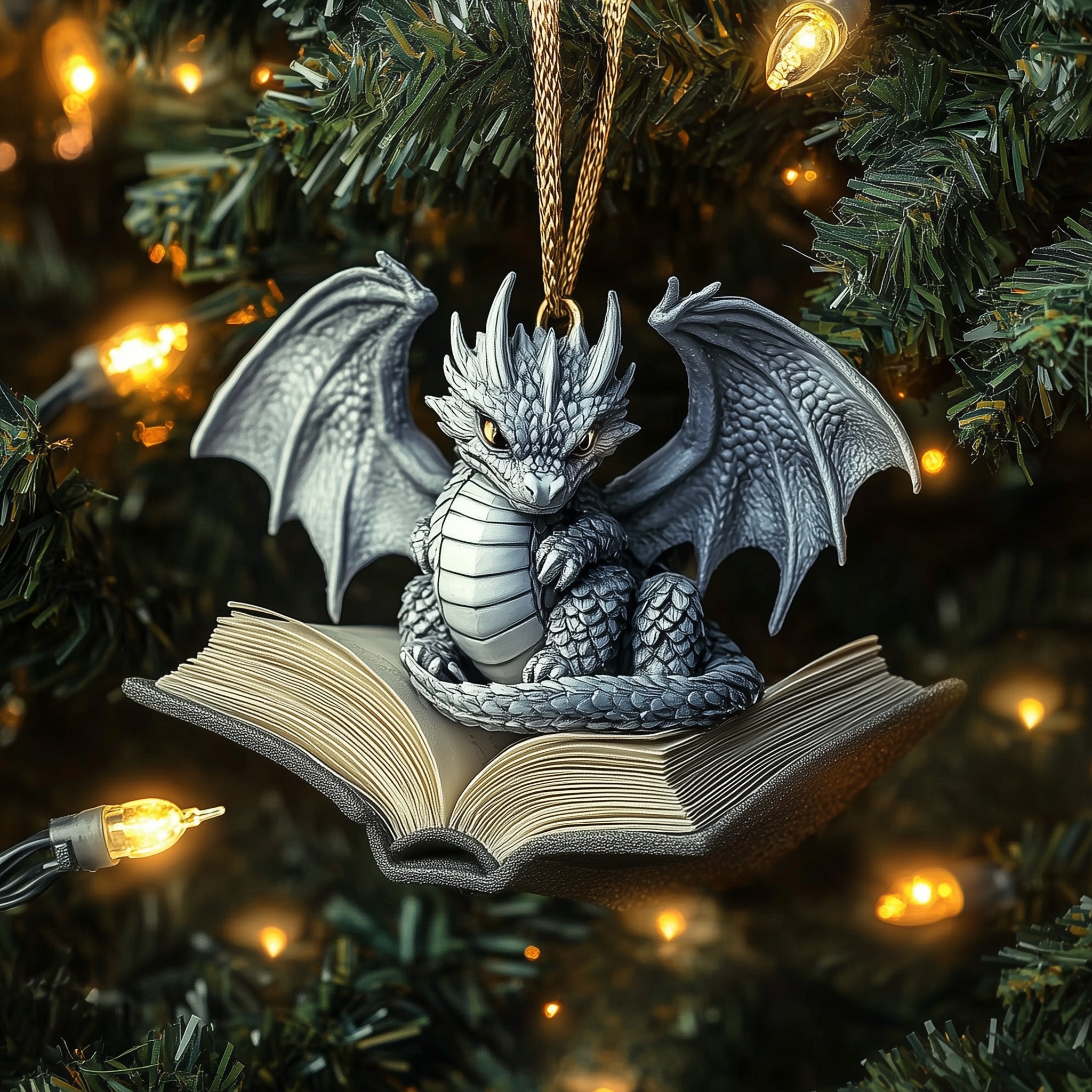 Sliver Dragon Acrylic Ornament Christmas Ornament for Him