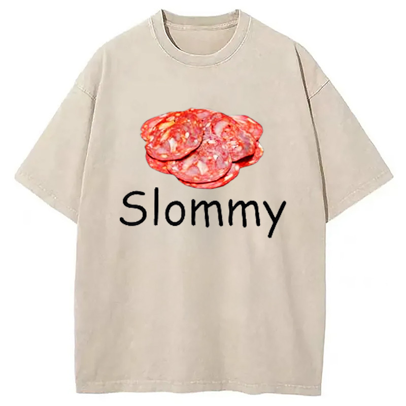 Slommy Salami Meme Washed T-Shirt Everyday Comfort Graphic Shirt Gifts For Her