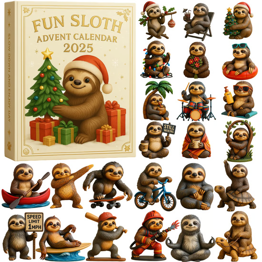 Sloth Adventure Advent Calendar 2025 Animal Themed Xmas Countdown Calendar Best Xmas Gifts