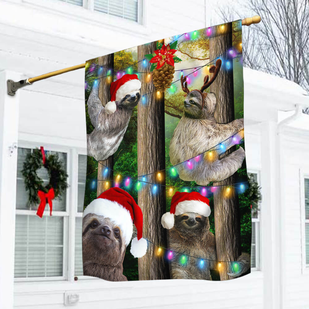 Sloth Christmas Flag