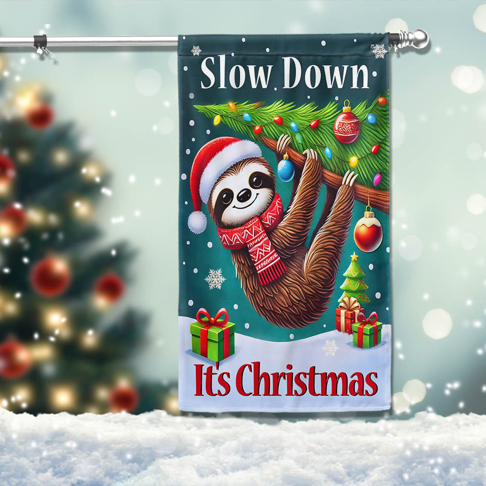 Sloth Christmas Slow Down It S Christmas Flag