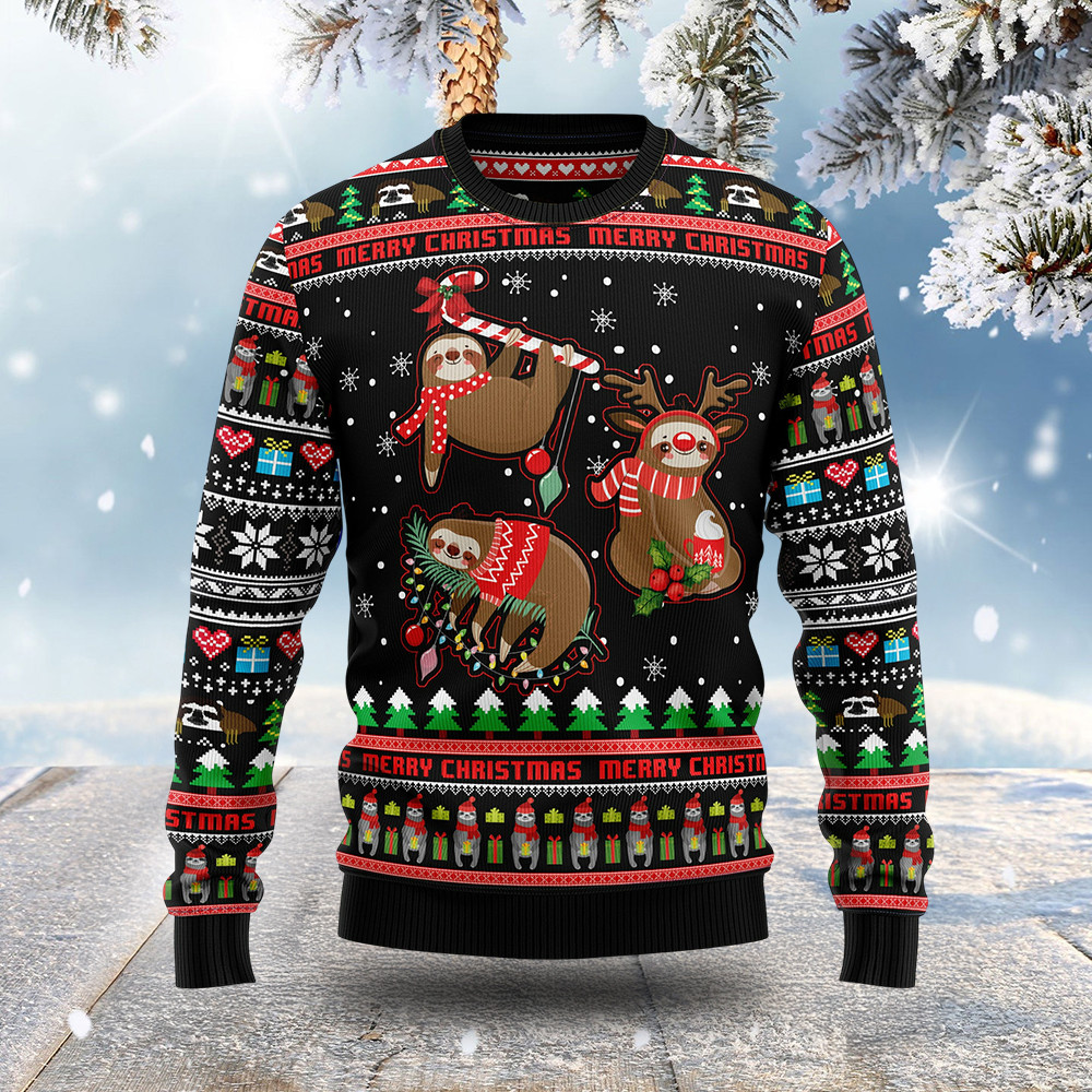 Sloth Christmas Ugly Sweater Winter Clothing Xmas Gifts For Sloth Lovers