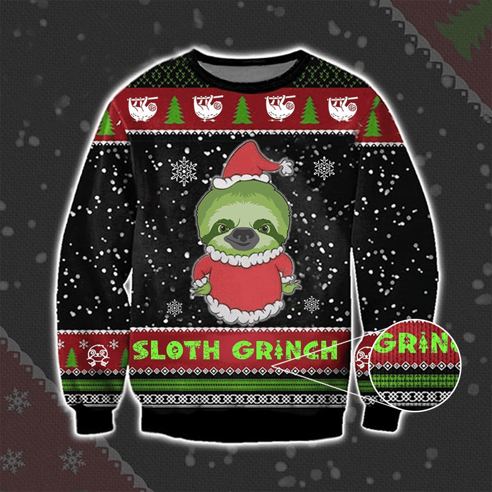 Sloth Grinch Ugly Christmas Sweater Sloth Lover Cute Sweater Gifts For Xmas