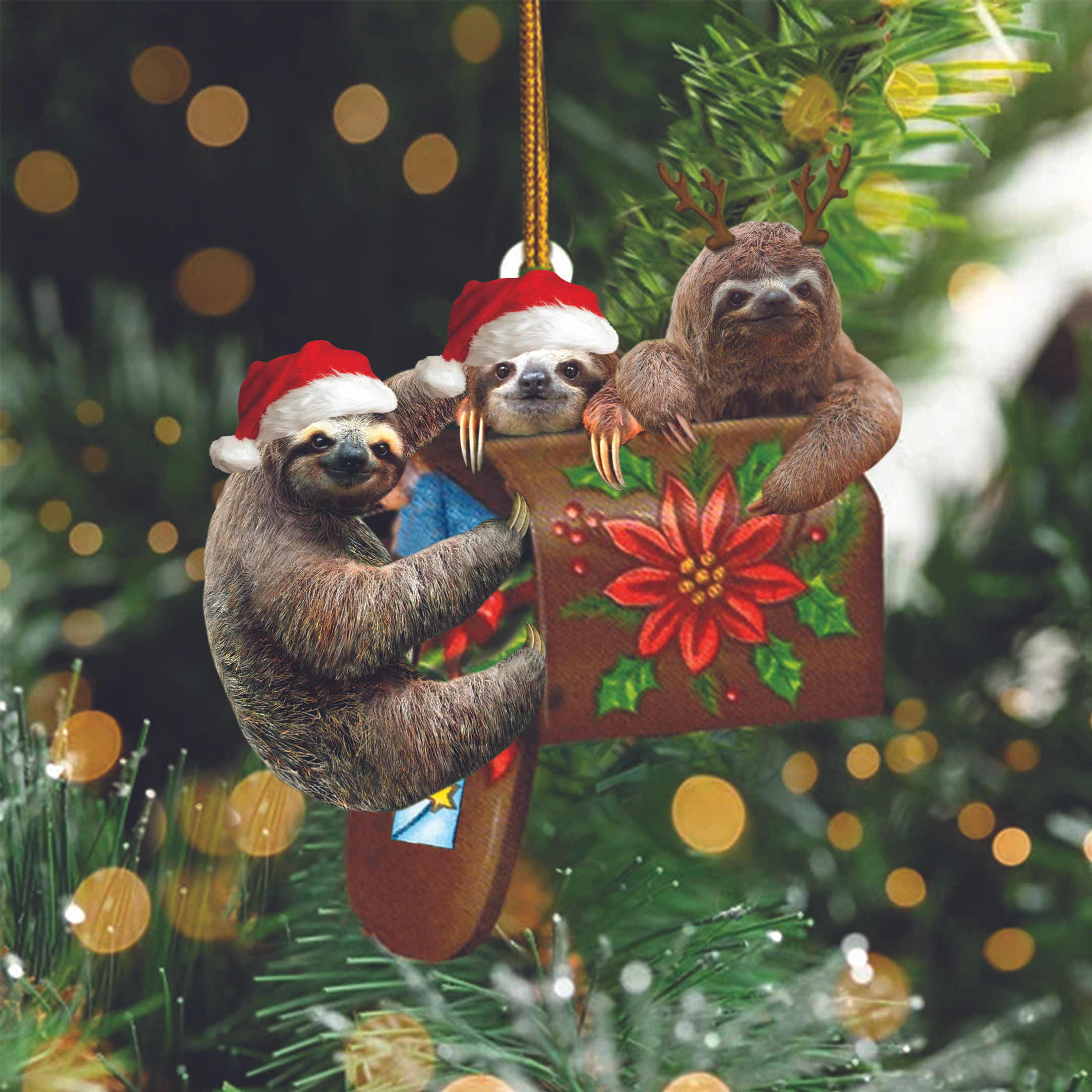 Sloth Hanging The Mailbox Christmas Ornament Cute Animal Unique Xmas Tree Decorations